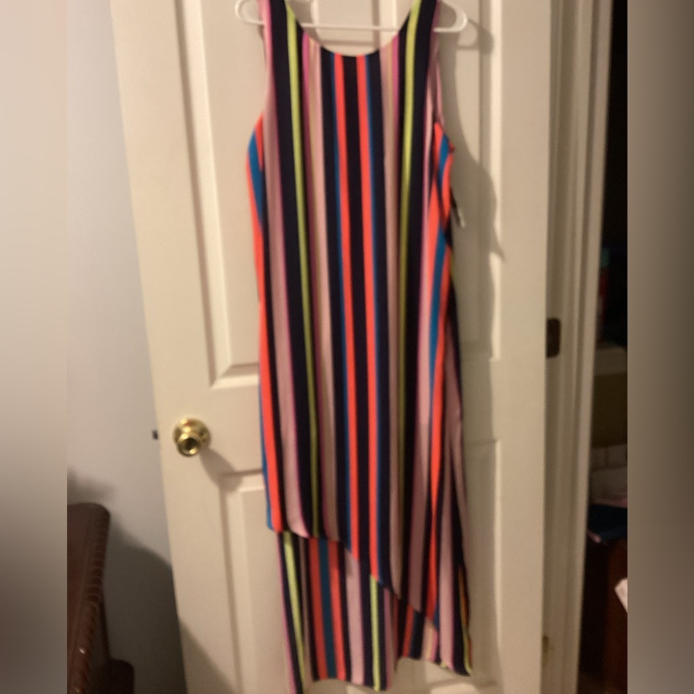 Project Runway Sunshine Stripe high- low asymmetrical dress size L